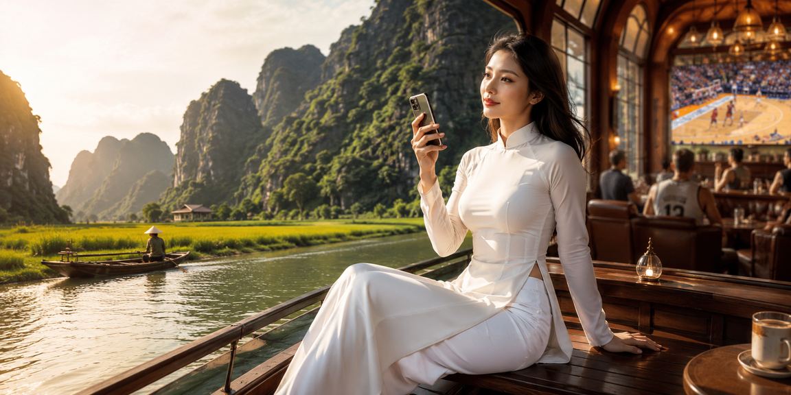 Khung cảnh Ninh Bình về đêm với người chơi theo dõi kèo bóng rổ trên điện thoại